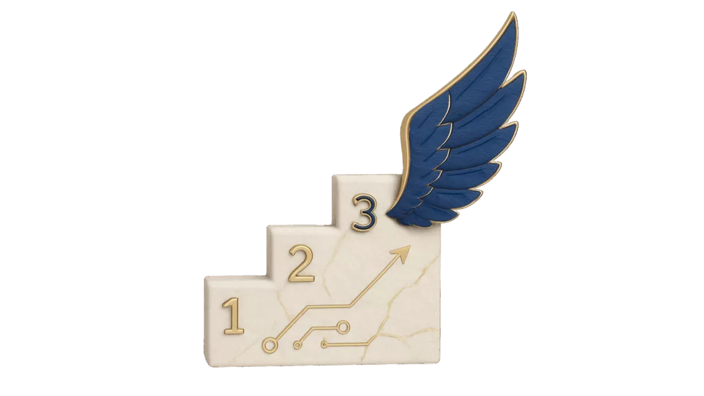 A marble 3 stpes process icon from Angelinsight Marketing Agency